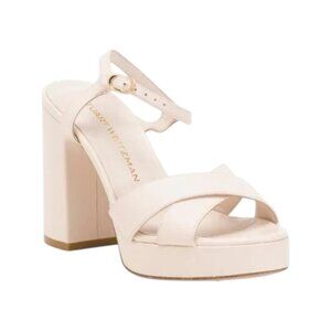 STUART WEITZMAN Seashell Made In Spain Leather Dayna Platform Sandals